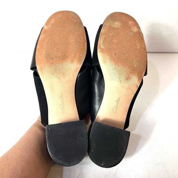 Clarks Cushion Womens Sz 9 M Comfort Casual Sandals Black Suede Leather Open Toe - Picture 11 of 11